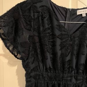 Piper and Scoot Maxi Navy Dress with Black Floral Detail size Small